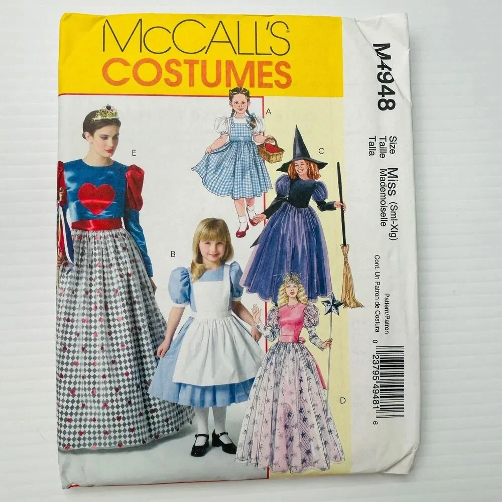 Vintage McCall's Costume Sewing Pattern M4948 Dorothy Wicked Witch Glinda S-XL